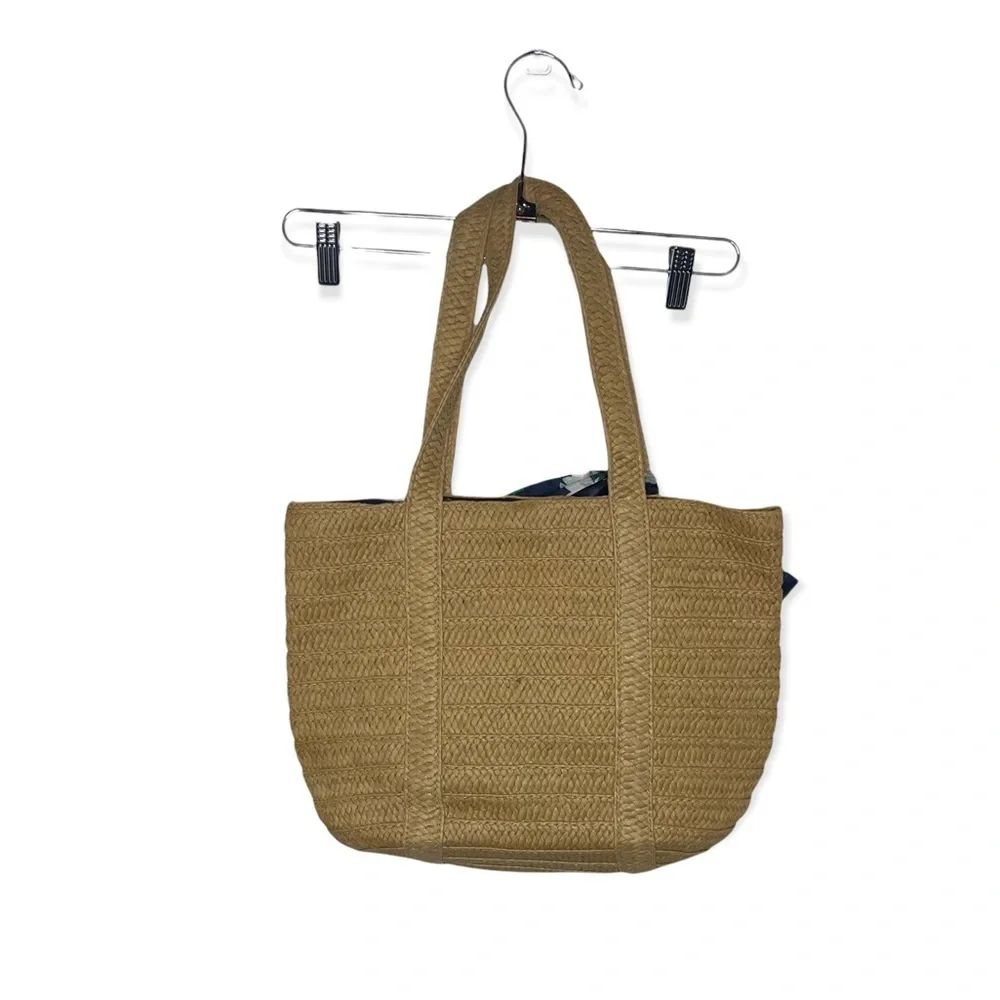 DRAPER JAMES Everyday Straw Bag with Floral Scarf Tie NWT